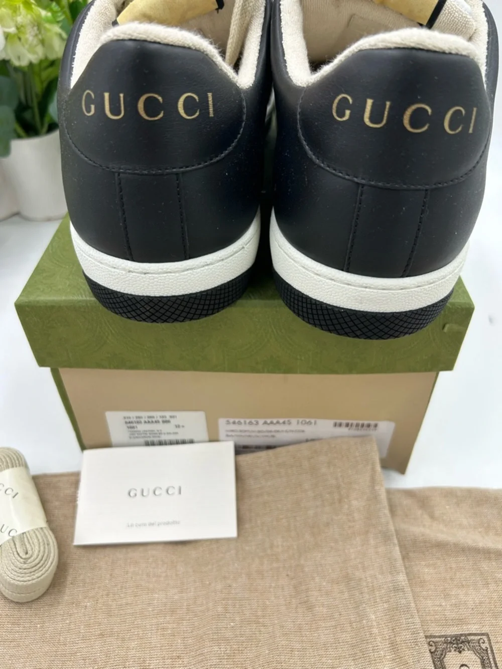 Men's Gucci screener web stripe leather sneakers size 12.5 fits 13 US